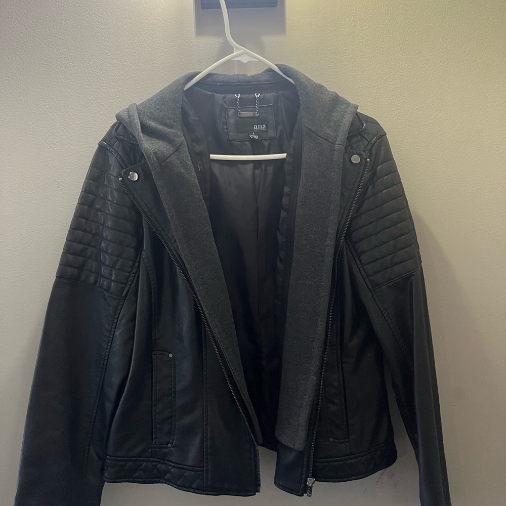 a.n.a faux Leather Jacket with Gray Accents